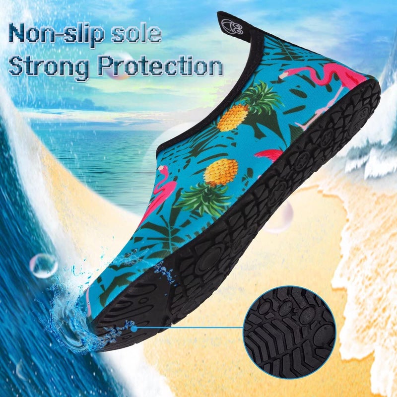 YALOX Water Shoes Women's Men's Outdoor Beach Swimming Aqua Socks Quick-Dry Barefoot Shoes Surfing Yoga Pool Exercise(Bird/BL,38/39EU), 7.5-8.5 Women/6-7 Men - Image 3